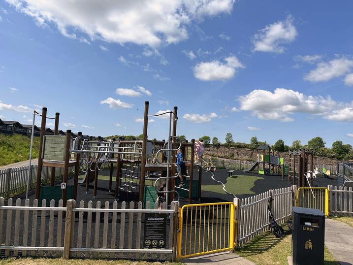 Children's play park, with plenty of equipment to climb on and have fun.